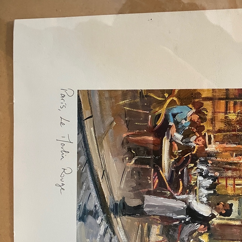 Beautiful , 16”-20”. Glass framed water color , artist signed Brunet Paris , Le - Picture 3 of 13